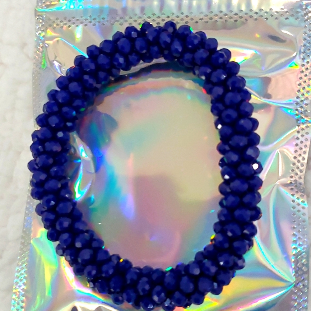 Violet Stretch Crystal Bead Bracelet